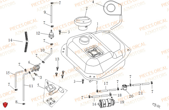 Reservoir Carburant ORCAL Pièces ORCAL ISCA 50 NEW 12" Euro5 (2022)