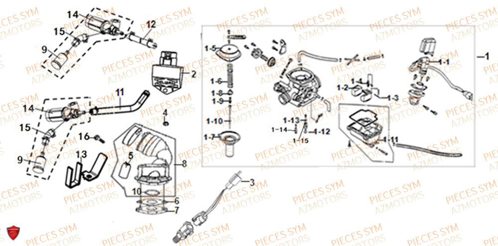 Carburateur SYM Pièces JET-14 50 - XC05W1-EU (2018-2020)