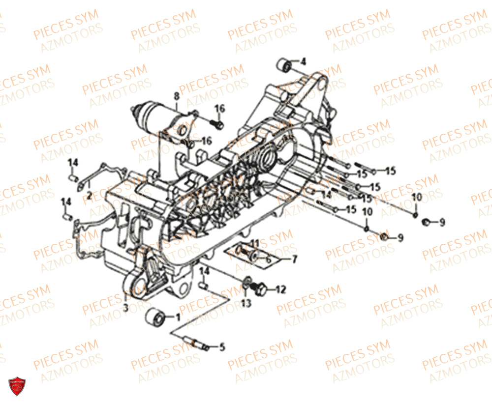 Carter Moteur SYM Pièces JET-14 50 - XC05W1-EU (2018-2020)