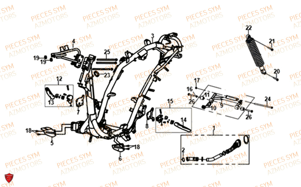 Chassis SYM Pièces JET-14 50 - XC05W1-EU (2018-2020)