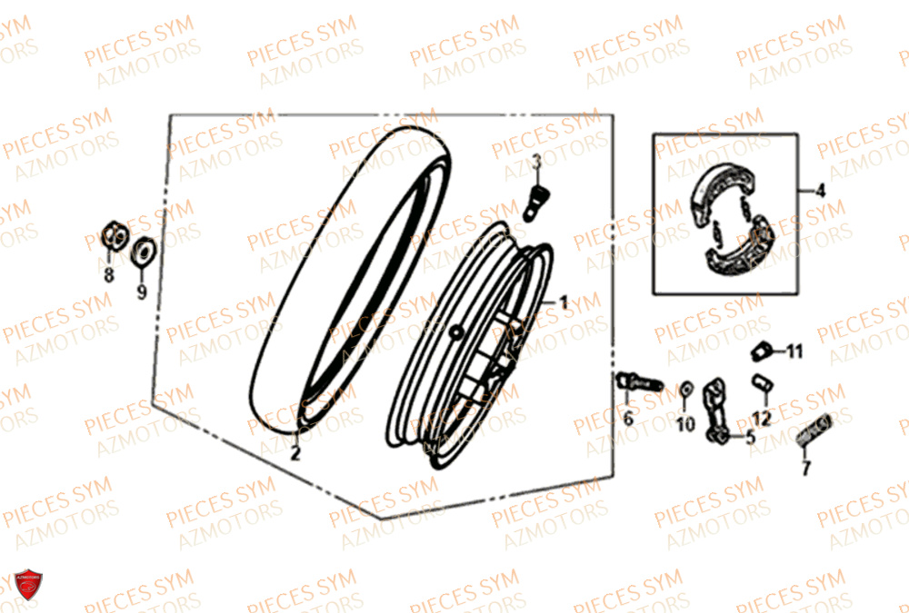 Roue Arriere SYM Pièces JET-14 50 - XC05W1-EU (2018-2020)