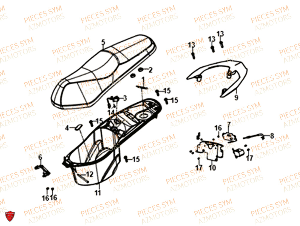 Selle SYM Pièces JET-14 50 - XC05W1-EU (2018-2020)