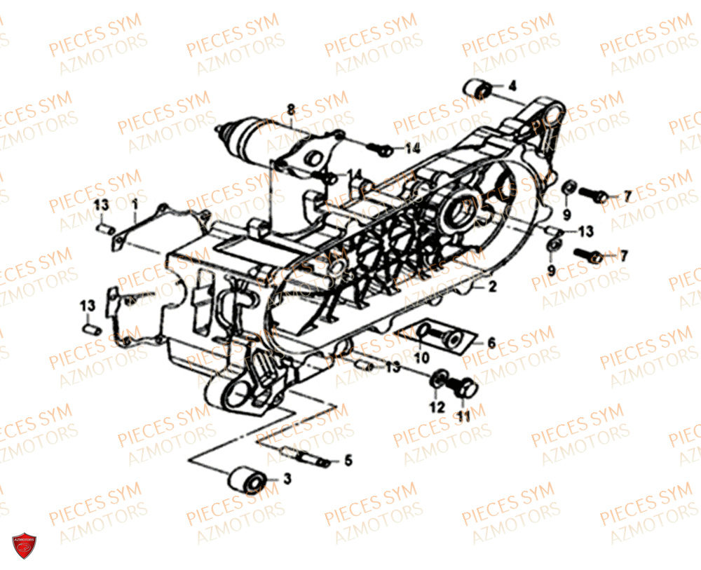 Carter Moteur SYM Pièces JET-4 50 - AD05W8-EU (2018)