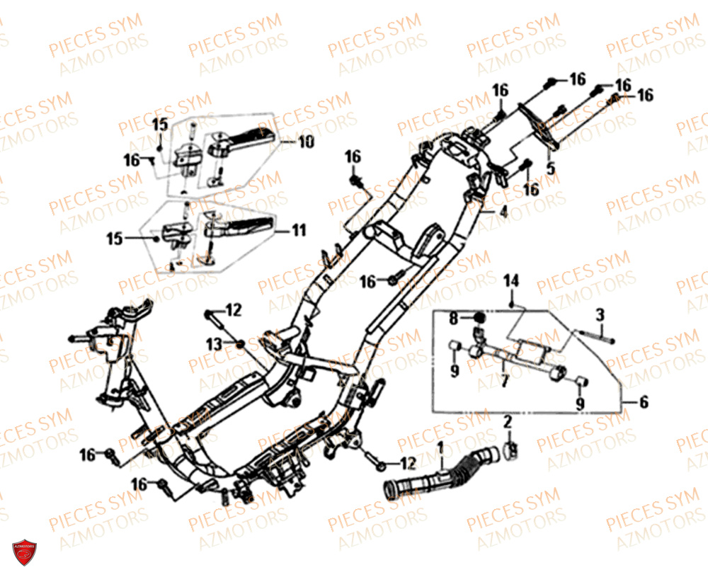 Chassis SYM Pièces JET-4 50 - AD05W8-EU (2018)