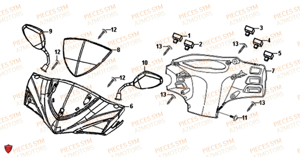 Couvre Guidon SYM Pièces JET-4 50 - AD05W8-EU (2018)