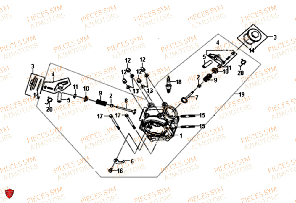 Culasse SYM Pièces JET-4 50 - AD05W8-EU (2018)