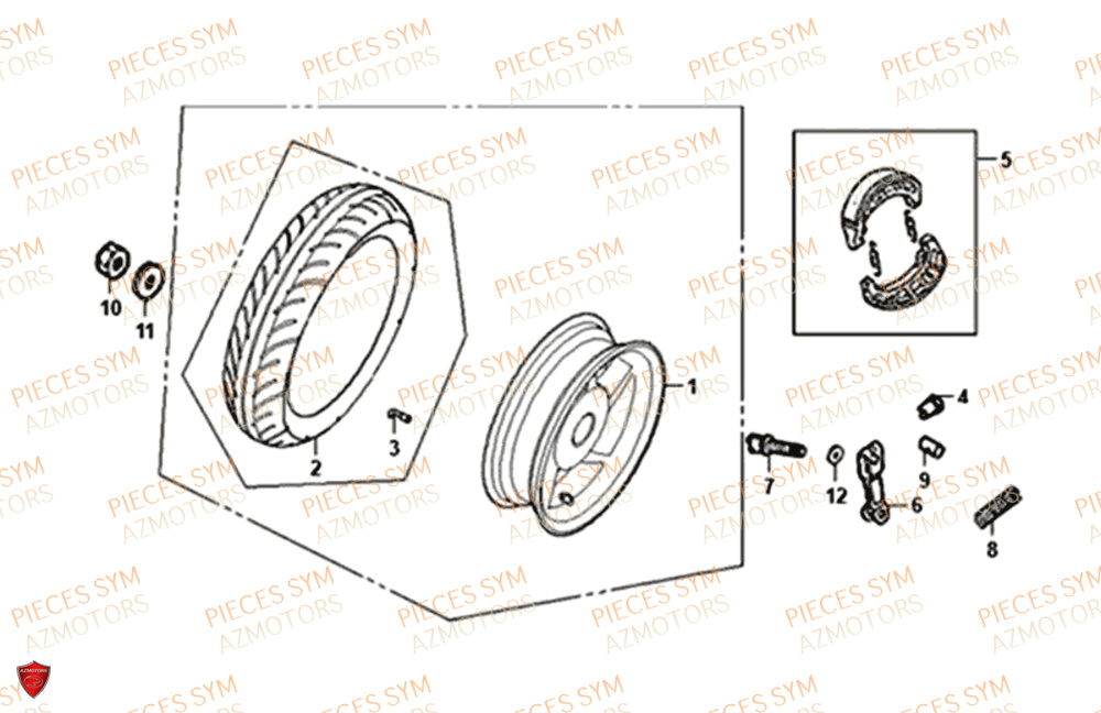 Roue Arriere SYM Pièces JET-4 50 - AD05W8-EU (2018)