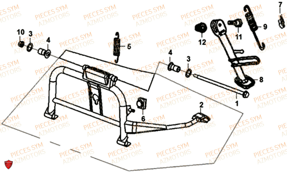 Bequille Centrale Et Laterale SYM Pièces JET 14 125 XB1 EURO 4 - XC12WW-EU (2017-2020)