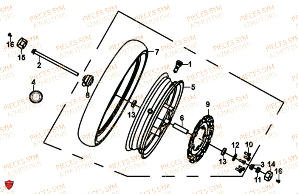 Roue Avant SYM Pièces JET 14 125 XB1 EURO 4 - XC12WW-EU (2017-2020)