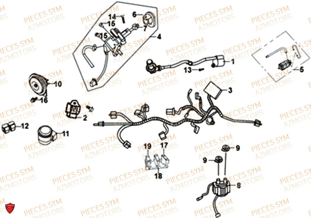 Systeme Electrique SYM Pièces JET 14 125 XB1 EURO 4 - XC12WW-EU (2017-2020)
