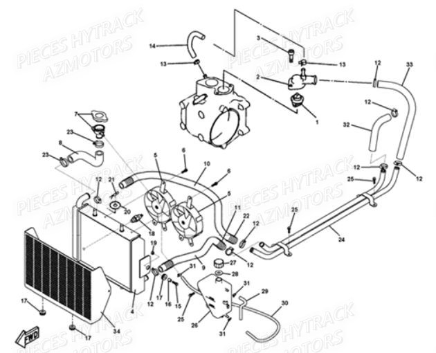 Circuit De Refroidissement AZMOTORS Pièces Quad JOBBER 300 4x2/4x4