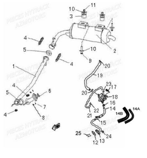 Echappement AZMOTORS Pièces Quad JOBBER 300 4x2/4x4