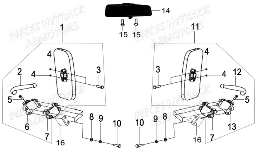 Retroviseurs AZMOTORS Pièces Quad JOBBER 300 4x2/4x4