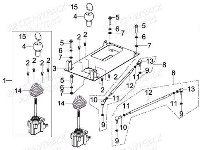 Tringlerie De Vitesses HYTRACK Pièces Quad JOBBER 300 4x2/4x4