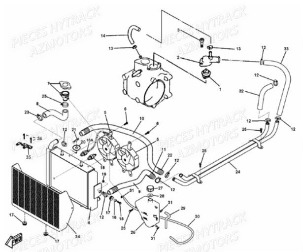 Circuit De Refroidissement HYTRACK Pièces Quad JOBBER 400 4x4