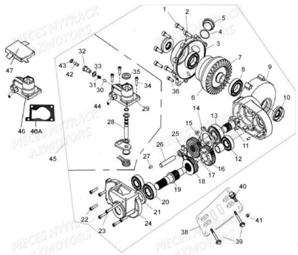 Pont Avant 4x4 HYTRACK Pièces Quad JOBBER 400 4x4