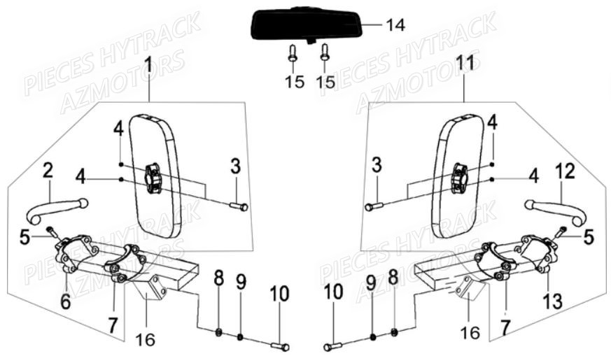 Retroviseurs HYTRACK Pièces Quad JOBBER 400 4x4