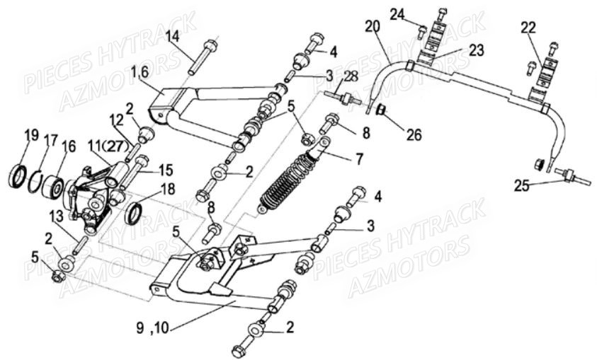 Suspension Arriere HYTRACK Pièces Quad JOBBER 400 4x4