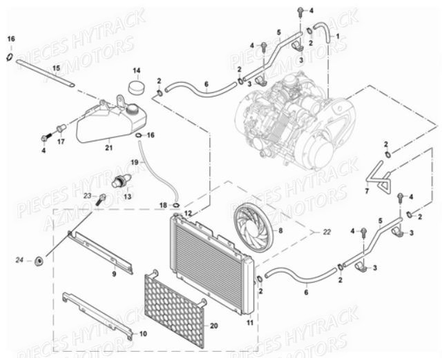 Ensemble Refroidissement HYTRACK Pièces Quad JOBBER 700 4X4 EFI - 2013