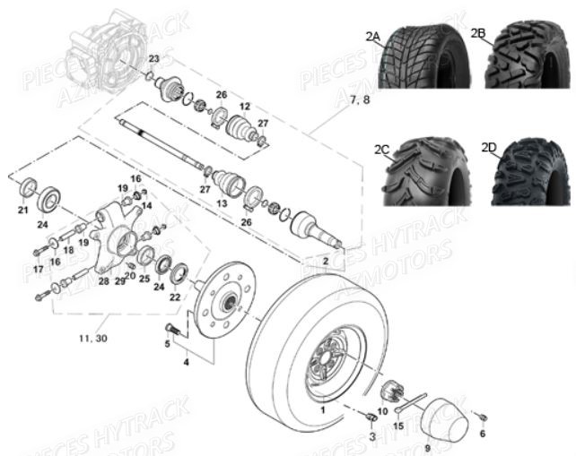 ESSIEU_ARRIERE HYTRACK Pièces Quad JOBBER 700 4x4 
