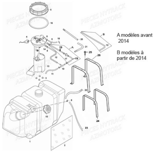 Reservoir HYTRACK Pièces Quad JOBBER 700 4X4 EFI - 2013