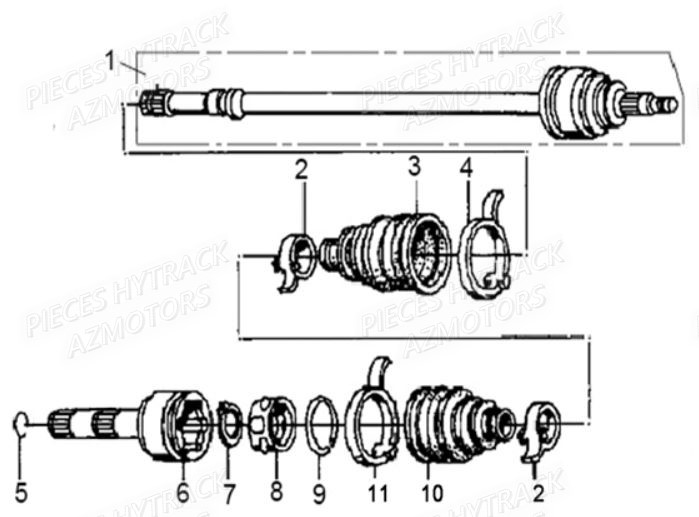 Cardan 2 Cannelures HYTRACK Pièces Quad JOBBER MAXX 700 - 2014