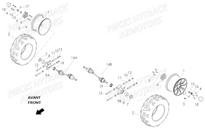 Roues Arriere HYTRACK Pièces Quad JOBBER MAXX 700 - 2014