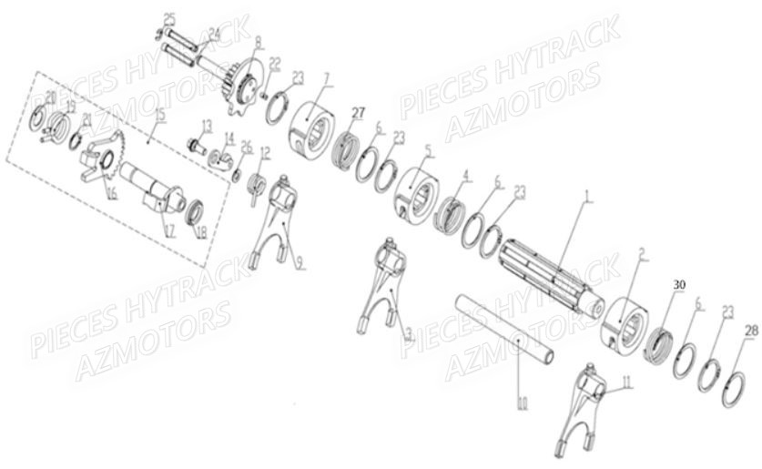 TRINGLERIE_DE_VITESSES HYTRACK Pièces Quad JOBBER 700 4x4 
