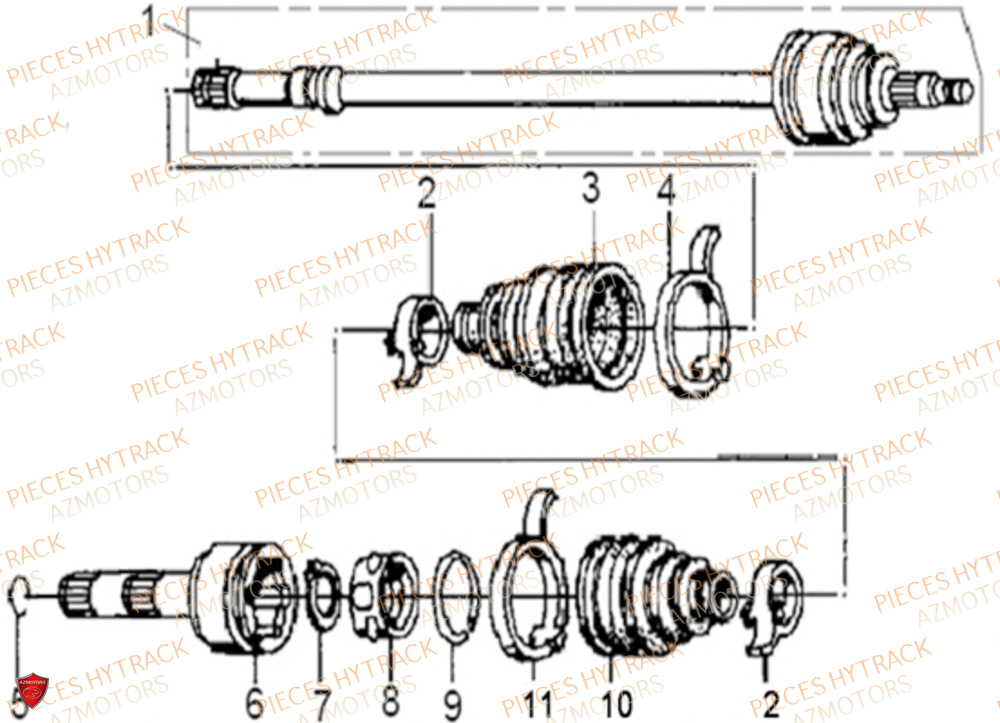 Cardan De Roue 2 Cannelures HYTRACK Pieces SSV JOBBER 1100 DMAXX FULL