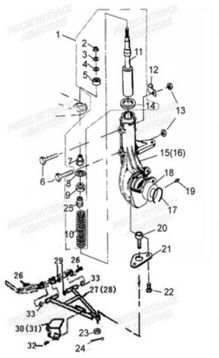 Suspensions Avant HYTRACK Pieces SSV JOBBER 500 EURO 4