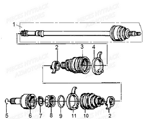 CARDAN DE ROUE 1 CANNELURE HYTRACK JOBBER 800 DMAXX