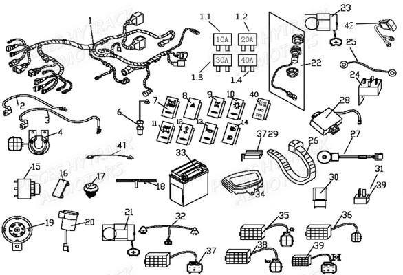 SYSTEME_ELECTRIQUE HYTRACK Pieces Origine Quad JOBBER 800 DMAXX piece-en-stock-origine-quad-hytrack-bougie-batterie-courroie-galets-carenage-ampoule-alternateur-alimentation-electrique-cable-de-freins-carburateur-carrosserie-avant-carrosserie-arriere-carter-moteur-droit-chassis-roue-plaquettes-de-frein-colonne-de-direction-culasse-cylindre-piston-embiellage-direction-avant-selle-echappement-filtre-a-air-marche-pied-poignees-suspension-variateur-transmission-kitchaine-enfant