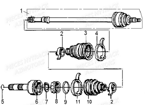 CARDAN ROUE 2 CANNELURES pour JOBBER DMAXX FULL