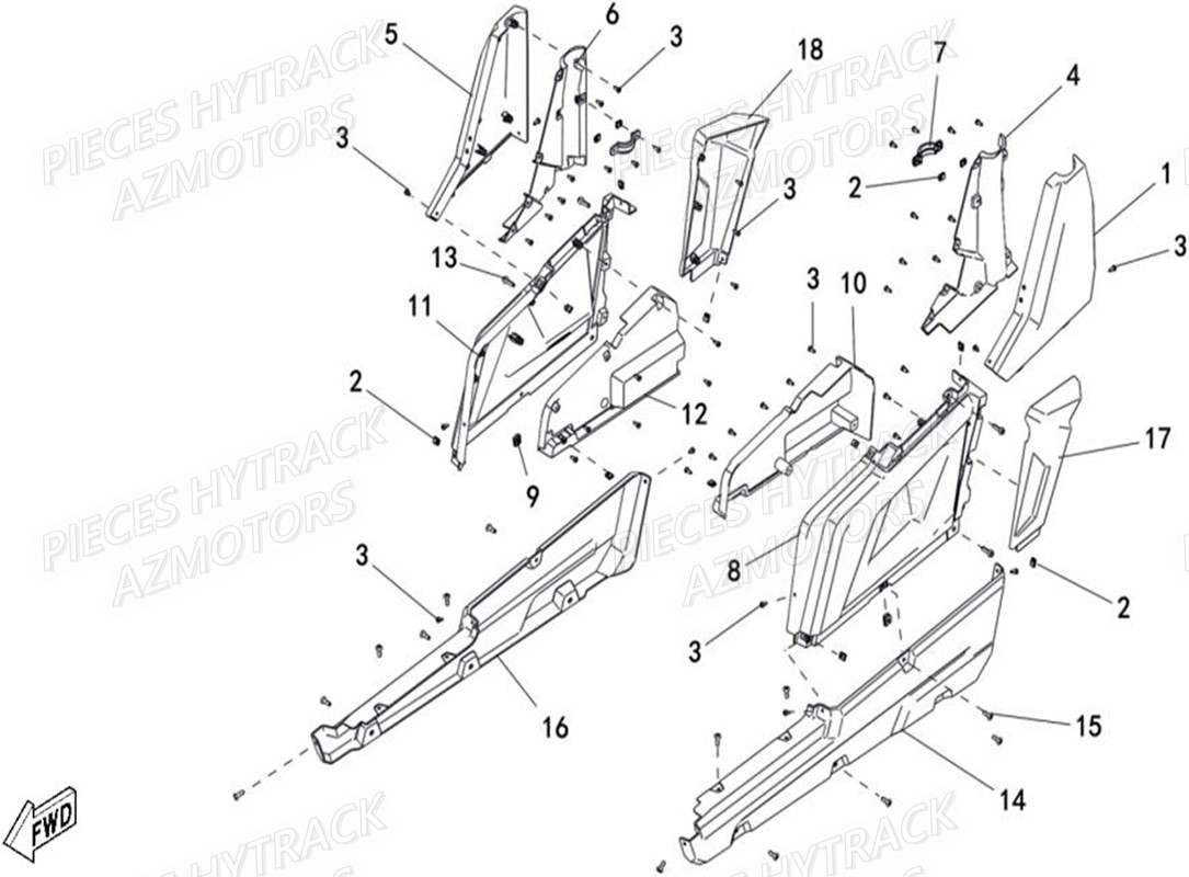 Caches Lateraux HYTRACK Pieces SSV JOBBER T-BOSS 500 EFI EURO 4