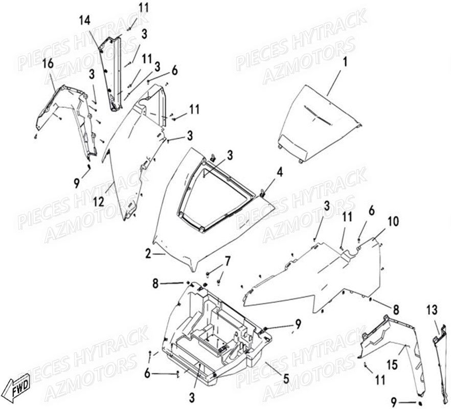 Carrosserie Avant HYTRACK Pieces SSV JOBBER T-BOSS 500 EFI EURO 4