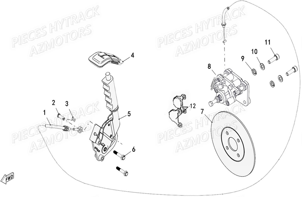 FREIN_DE_PARC_A_CABLE HYTRACK Pieces SSV JOBBER T-BOSS 500 EFI EURO 4