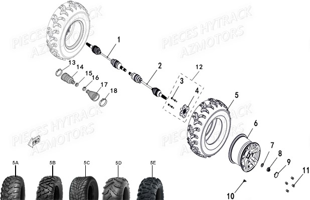 PNEU URIDE P377 25X10-12 4PLIS MASAI pour ROUES ARRIERE de JOBBER T-BOSS 500