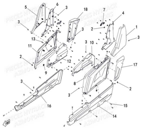 Caches Lateraux HYTRACK Pieces SSV JOBBER T-BOSS 550 EPS EURO 4