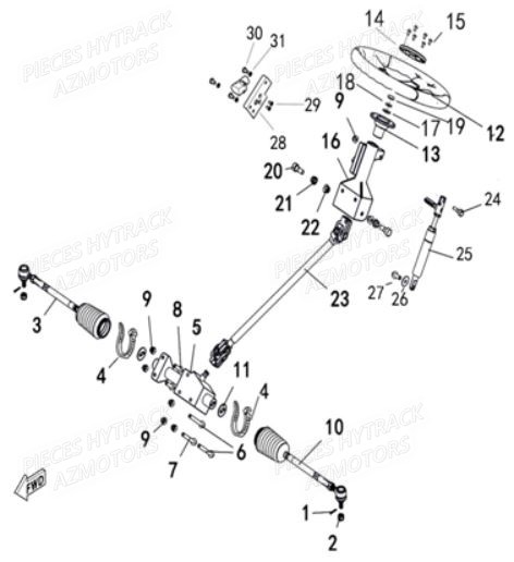 Colonne De Direction HYTRACK Pieces SSV JOBBER T-BOSS 550 EPS EURO 4