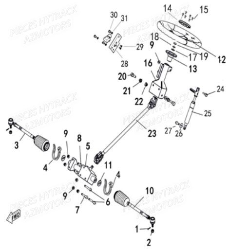 COLONNE_DE_DIRECTION HYTRACK Pieces SSV JOBBER T-BOSS 550 EPS EURO 4