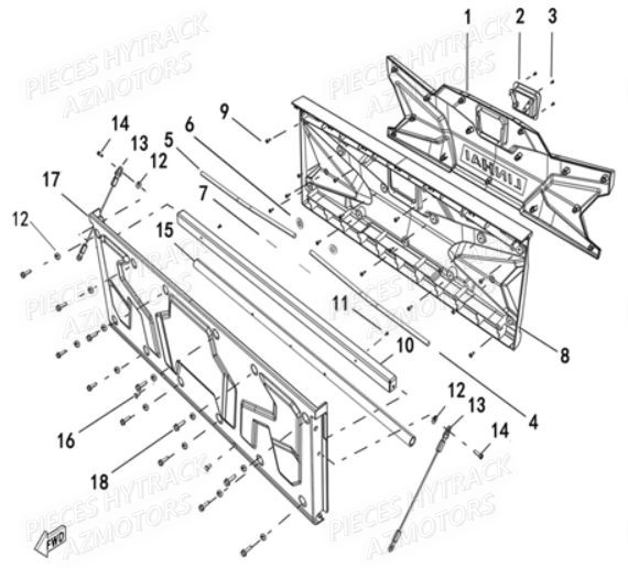 Porte Arriere De Benne HYTRACK Pieces SSV JOBBER T-BOSS 550 EPS EURO 4