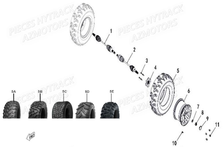 PNEU URIDE P377 25X10-12 4PLIS MASAI pour ROUES ARRIERE de JOBBER T-BOSS 550
