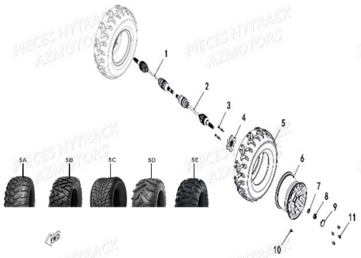 PNEU URIDE P390 25X8-12 6 PLIS MASAI pour ROUES AVANT de JOBBER T-BOSS 550