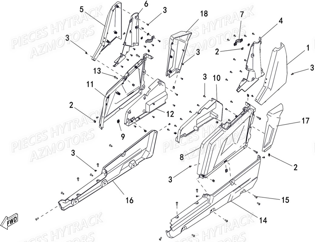 Caches Lateraux HYTRACK Pieces SSV JOBBER T-BOSS 570