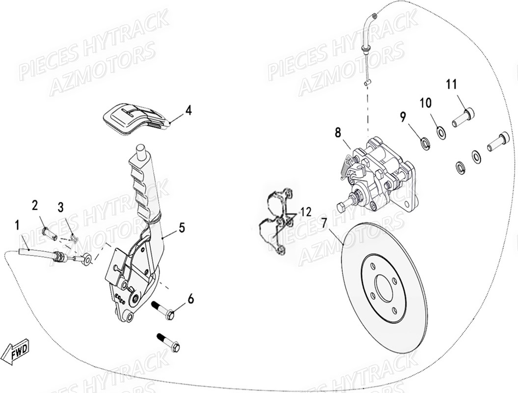 FREIN DE PARC A CABLE HYTRACK JOBBER T BOSS 570