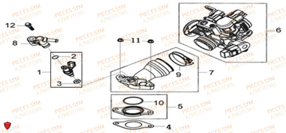Injecteur Admission SYM Pièces JOYMAX Z 125 - LW12W1-EU (2019-2020)