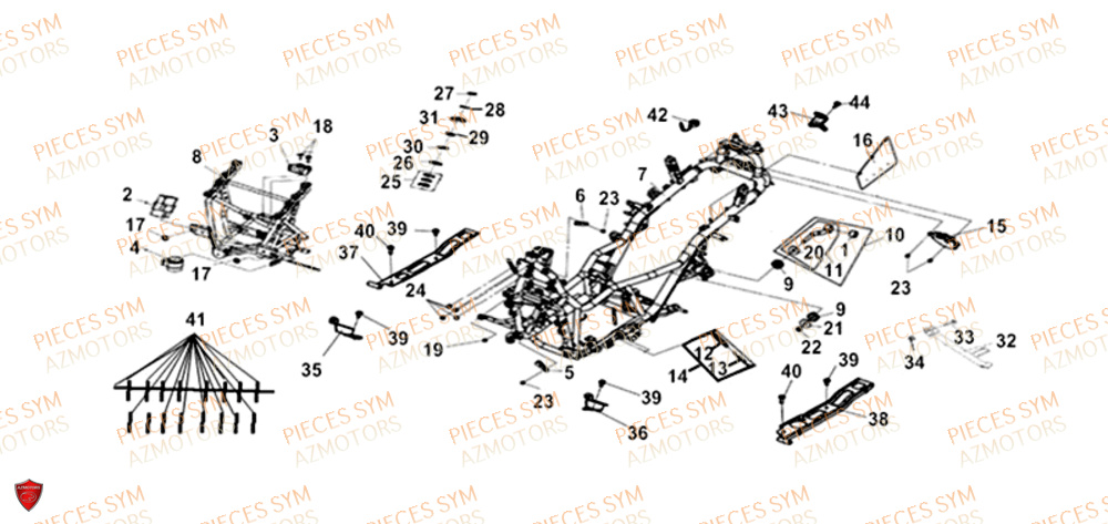 Cadre SYM Pièces JOYMAX Z 300I ABS - LW30W1-EU (2019)