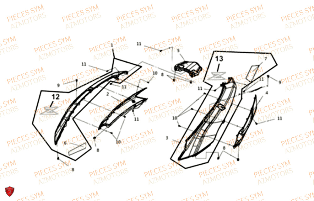 Carenages Lateraux SYM Pièces JOYMAX Z 300I ABS - LW30W1-EU (2019)
