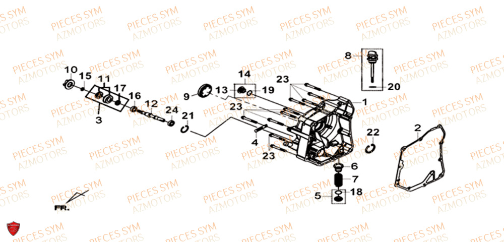 Couvercle De Carter Droit SYM Pièces JOYMAX Z 300I ABS - LW30W1-EU (2019)