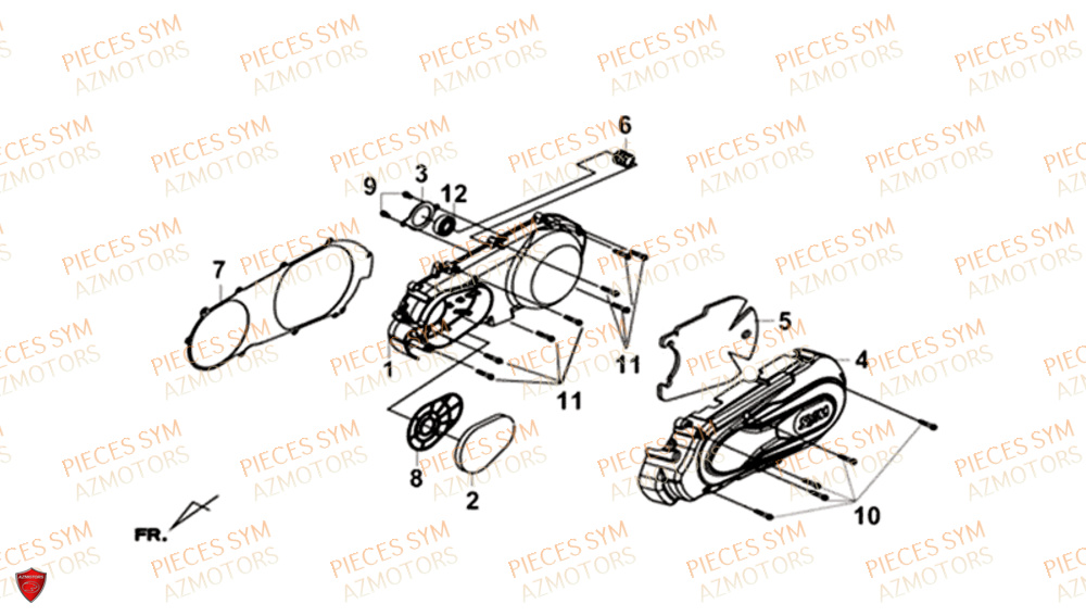 Couvercle De Carter Gauche SYM Pièces JOYMAX Z 300I ABS - LW30W1-EU (2019)